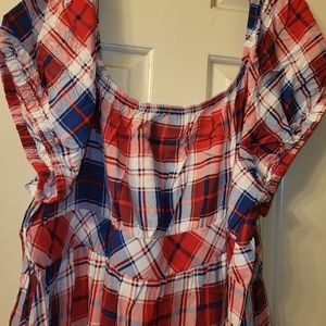 Torrid NWT America Plaid RED/WHITE/BLUE Dress Plus Size 4  26-28